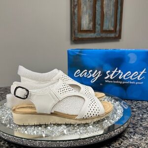 easy street alba White Perforated Slingback Comfort Sandals NEW 8 Wide